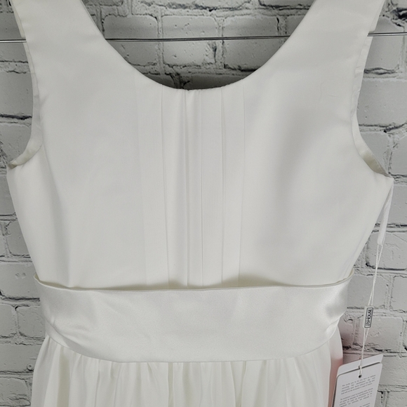 JJS HOUSE | a-line empire ankle length chiffon & satin junior bridesmaid dress - Picture 3 of 13